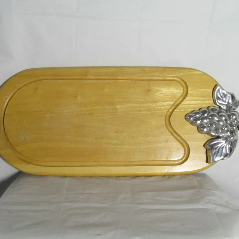 Corkscrew & VTG Charcuterie Board Silver Grapes